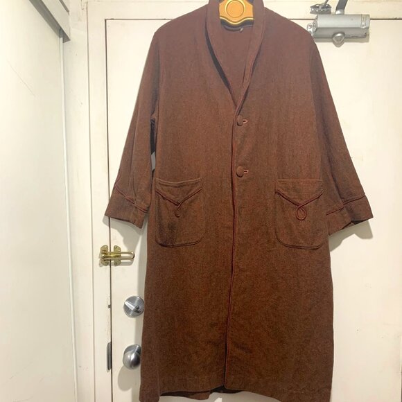 VINTAGE BELTED WOOL ROBE HOUSE COATS SIZE M - Picture 2 of 12